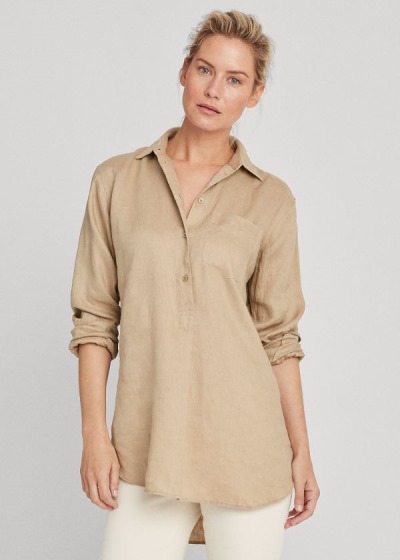 Ralph Lauren Linen Langærmet Skjorter Dame Danmark (YABEM8673)